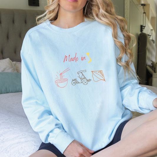 Unisex Sweatshirt with Vietnam Inspired Design