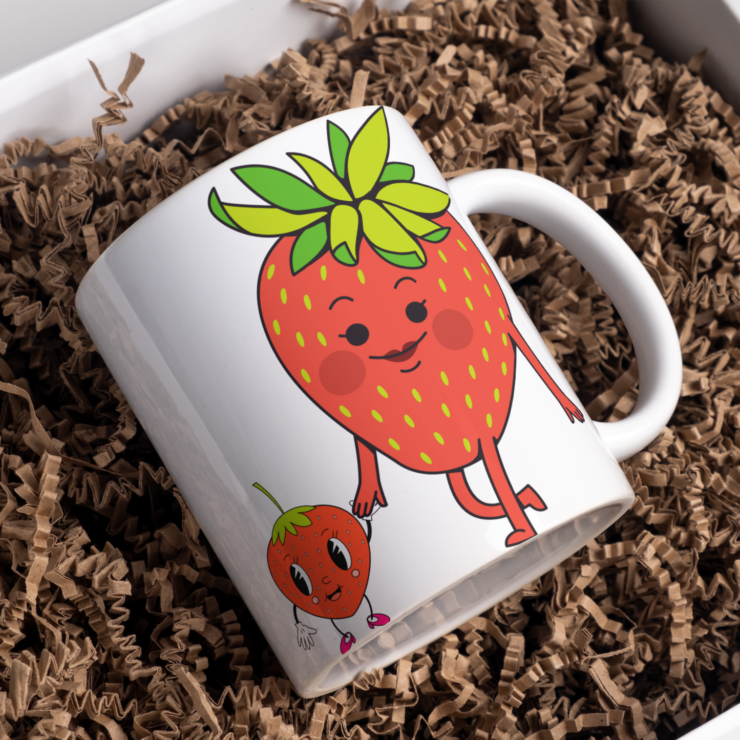 Mommy & Baby Strawberries Ceramic Mug 11oz