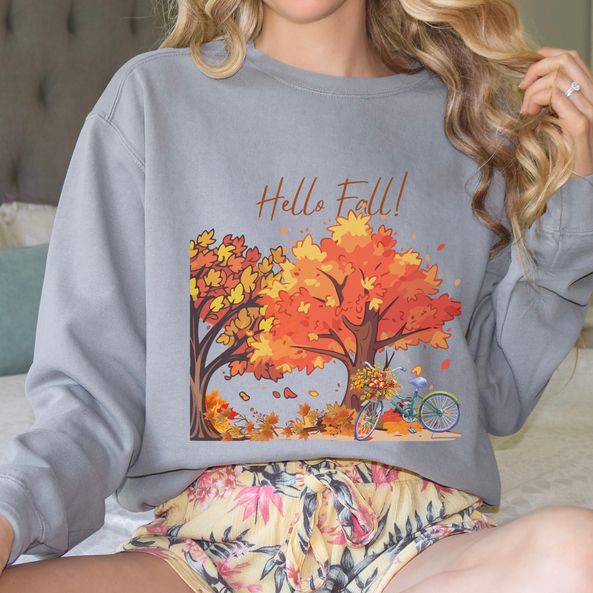 Grey Hello Fall Sweatshirt