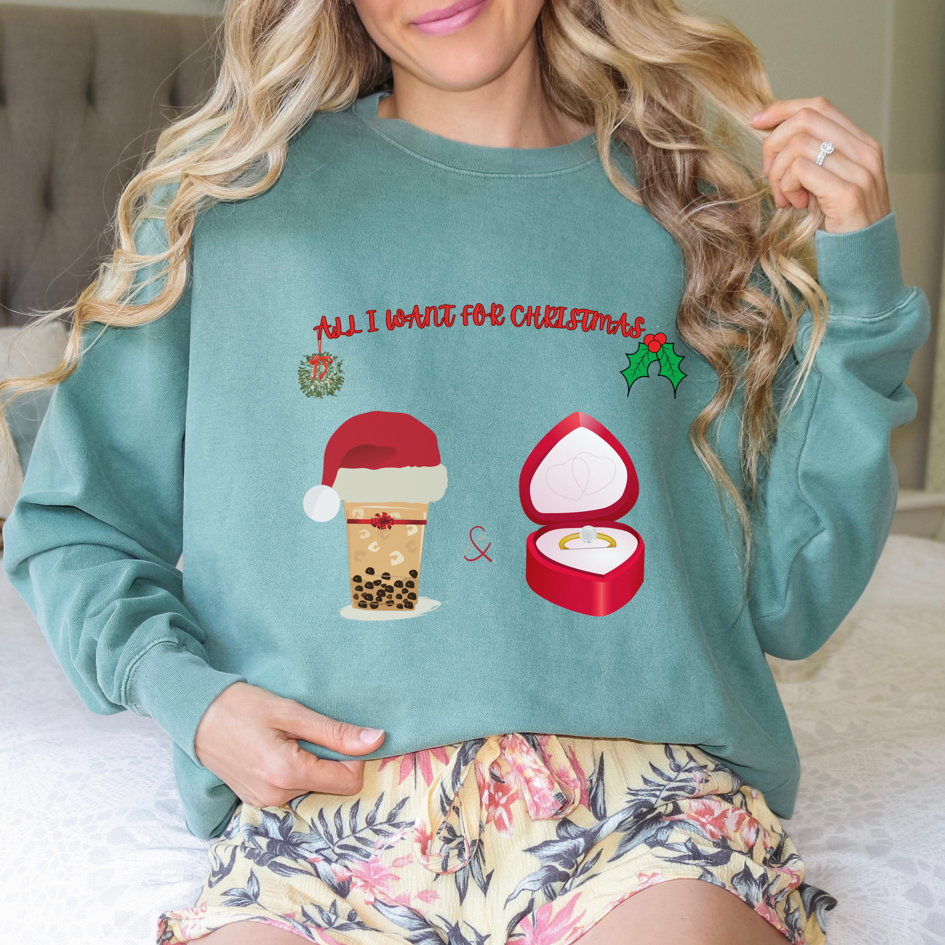 Light Green All I want for Xmas Sweatshirt