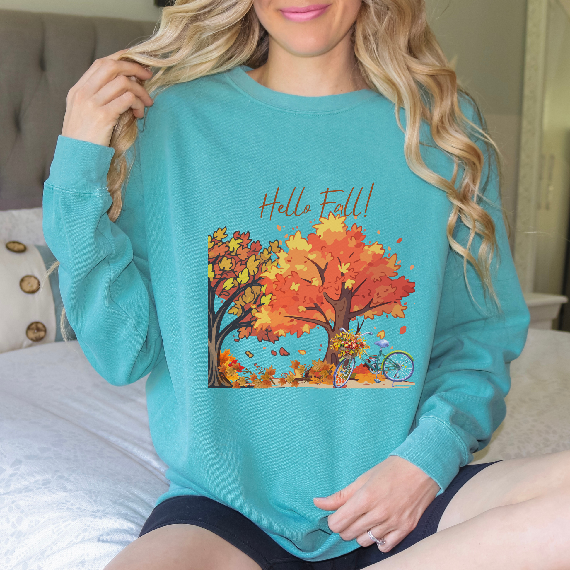 Sea Foam Hello Fall Sweatshirt